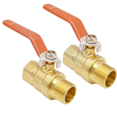 2 PCS Brass 3/4 Inch NPT Male To Female ShutOff Ball Valve Plumbing