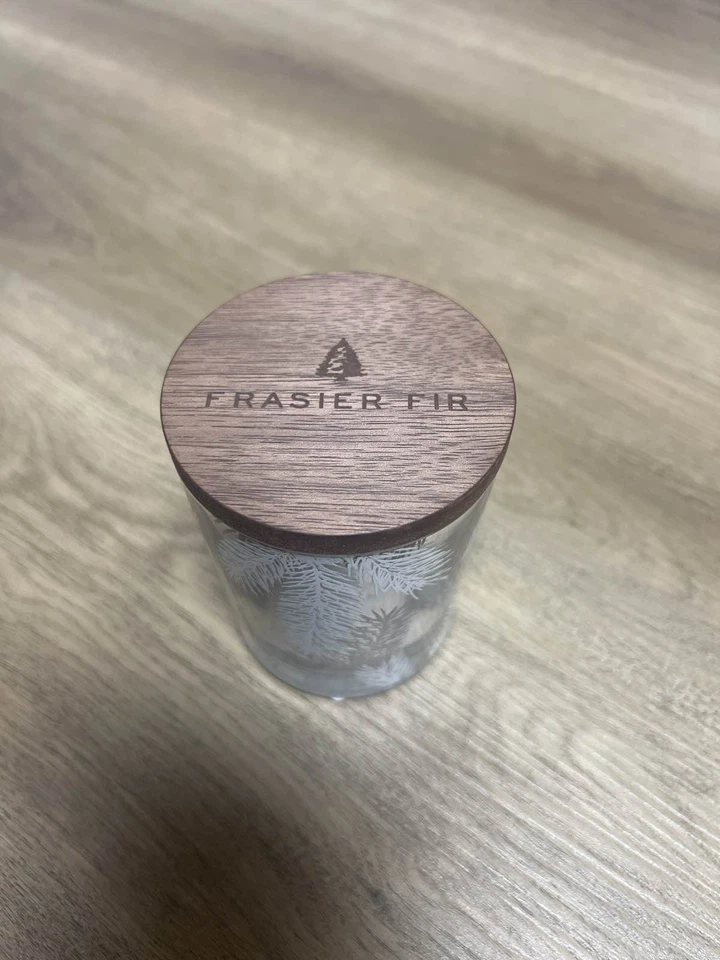 Thymes Frasier Fir Candle Pine Needle Glass Wood Scented - Image 2 of 4