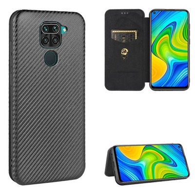 Carbon Fibre Leather Wallet Case For Redmi Note 9/10X Case Magnetic Shockproof 