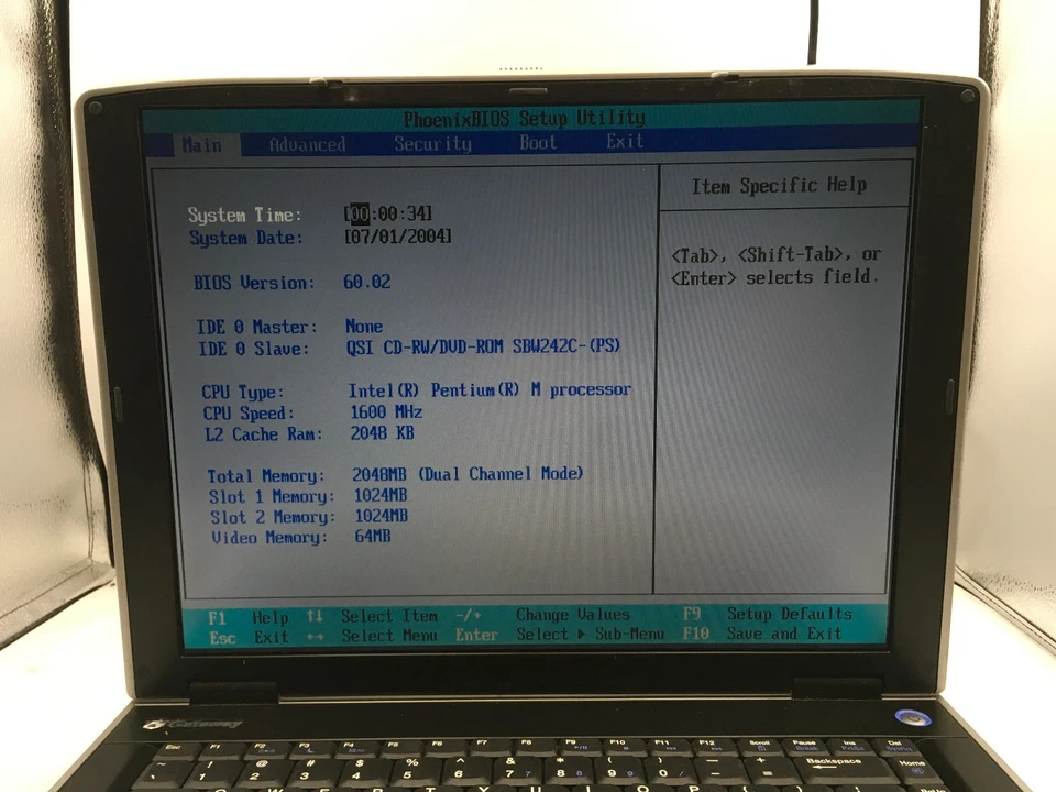 GATEWAY M460 - BOOTS TO BIOS - INTEL PENTIUM M - 2GB RAM - 15" - READ DESC -BB - Image 2 of 4