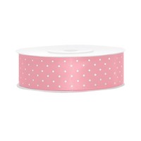 Satinband, Gepunktet, Rosa B:25 Mm, L: 25 M