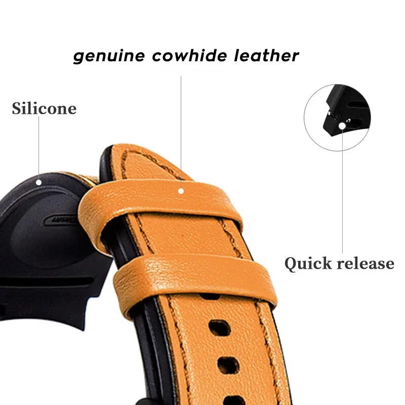 20mm No Gap Rubber Leather Band for Samsung Galaxy Watch 7 6 5 4 40 44mm 43 47mm - Image 3 of 4