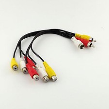 New 3x RCA Male Plug to 6x RCA Female Jack Au...
