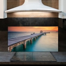 Glass Kitchen Splashback Tile Cooker Panel Wood Bridge Landscape 120x60