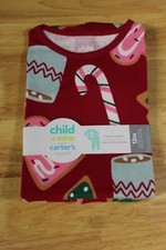 Carters Child of Mine Baby Holiday Pajamas-2-Piece-Red/Cookies-12M-New With Tag