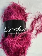 4 SKEINS of  Erdal EYELASH TWEED Yarn Hot Pink/Magenta 14  100 Grams