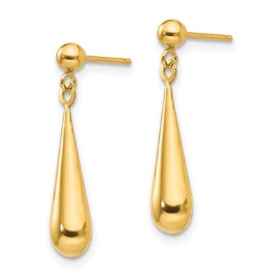 Echte 14K Gelbgold Träne Ohrhänger 22 mm x 4 mm - SE712