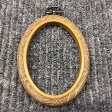 Oval Needlework Frame Cross Stitch Flexible 4  x3  Wood Grain Taiwan