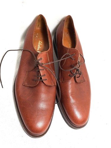 Salvatore Ferragamo mens Shoes 11B Brown Leather Lace Up Oxfords solid NWOB - Picture 2 of 12