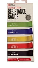 B Well 5 Pack 5 Level Resistance Bands W/Carry Bag