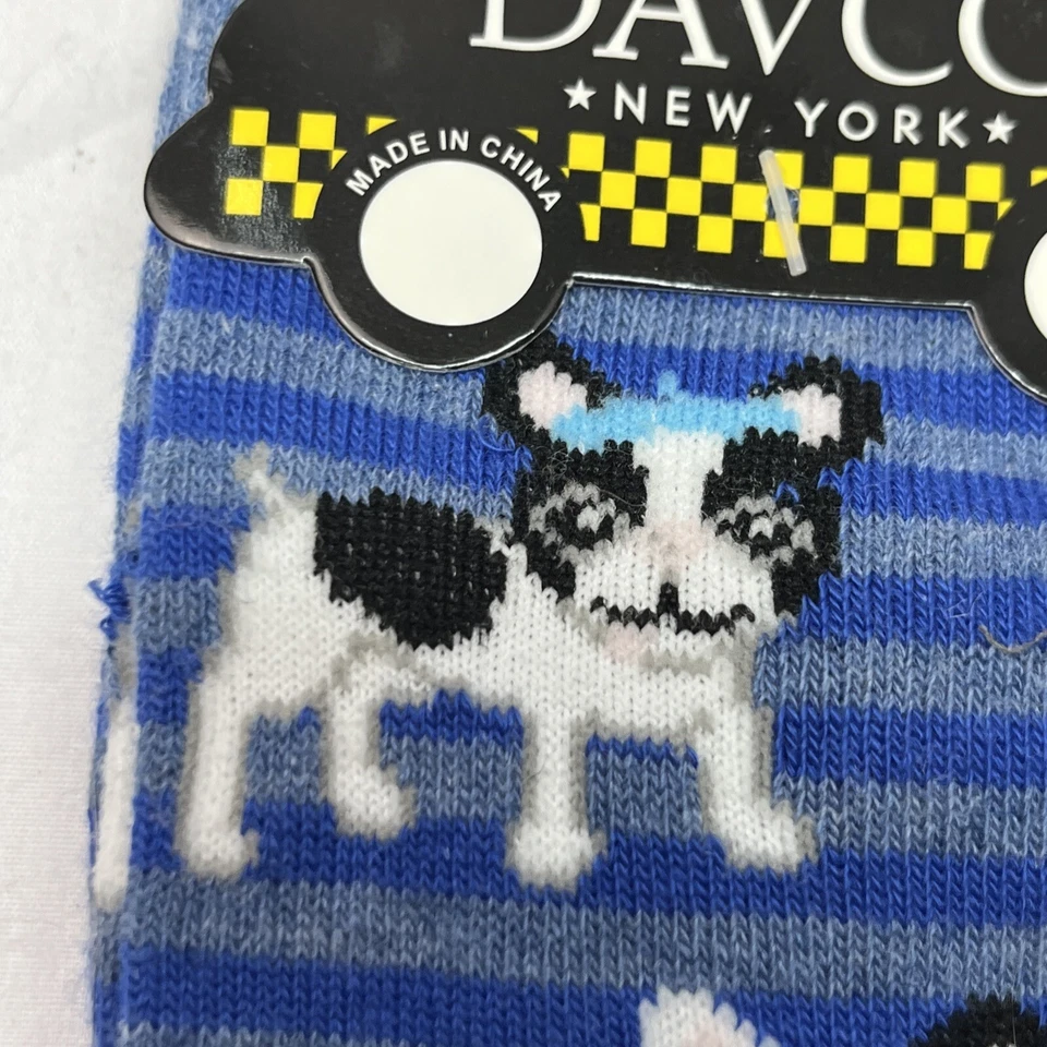 Calcetines Davco New York Cachorro Tallas 9-11 Boston Terrier Perro Azul Rayas P1 Foto 4 de 4