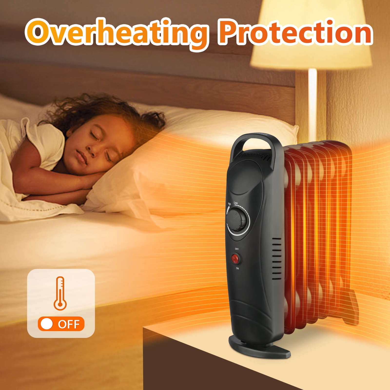 Lifeplus 700Watt Oil Filled Electric Space Heater, Black Finish, 12