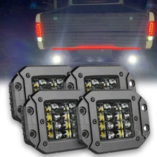4X 5" Flush Mount LED Work Light Bar Rear Bumper Reverse Pods Dual Row Driving