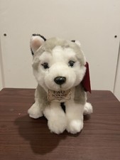 Fao Schwarz Wolf Plush Toy Barnes  Noble RARE Figure Puppy Silver  White