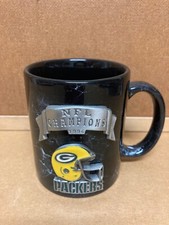 Green Bay Packers NFL 12 Oz. Black Pewter Logo Coffee Mug  NFL Champions 1996