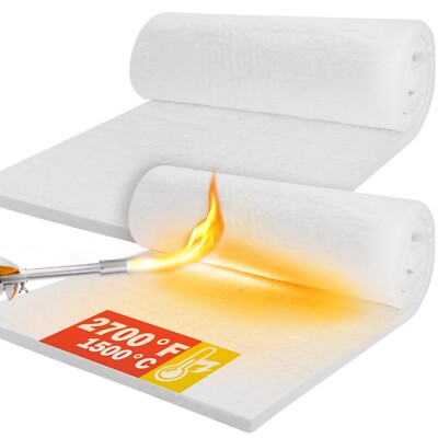 Ceramic Fiber Insulation 1'' Thick, 2600F Fiber Blanket for Wood Stove Forgeetc