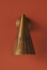 1950 Mid Century Raw Brass Wall Scone Industrial Diabolo Cone Sputnik Italian