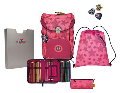 DerDieDas ErgoFlex Easy Superflash Neon Schulranzenset 5-teilig Neon Star