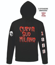 Felpa  Cappuccio CURVA SUD MILANO  sport calcio ULTRAS MILAN + 3 stickers
