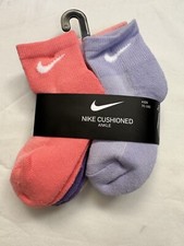 NIKE CUSHIONED ANKLE KIDS SOCKS SIZE 7C -10C 6PACK MULTI-COLORS FREE SHIPPING