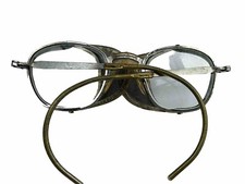 Vintage Mesh Sides All Metal Folding Safety Glasses Steampunk