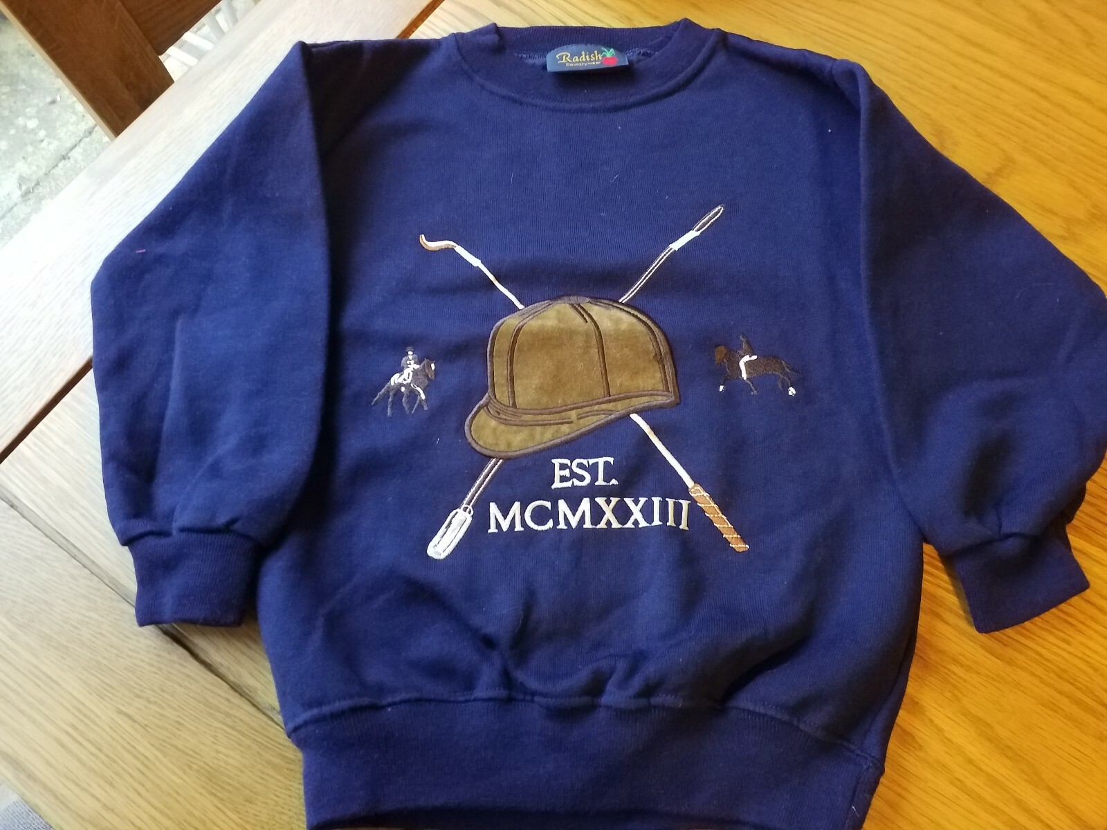 Felpa blu ricamata bambino ? disegno cavallo pony età 6 8