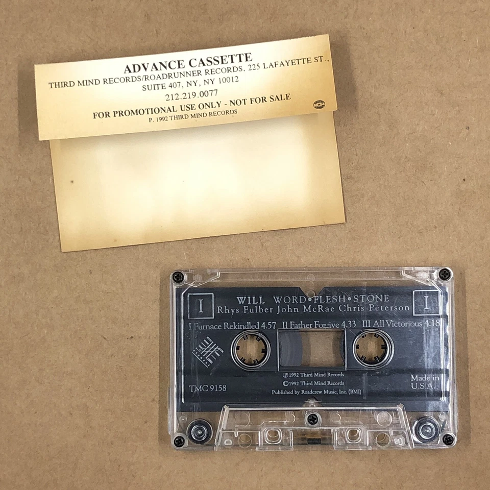WILL Cassette Tape 90s Industrial WORD FLESH STONE PROMO ADVANCE THIRD MIND - Image 2 of 4