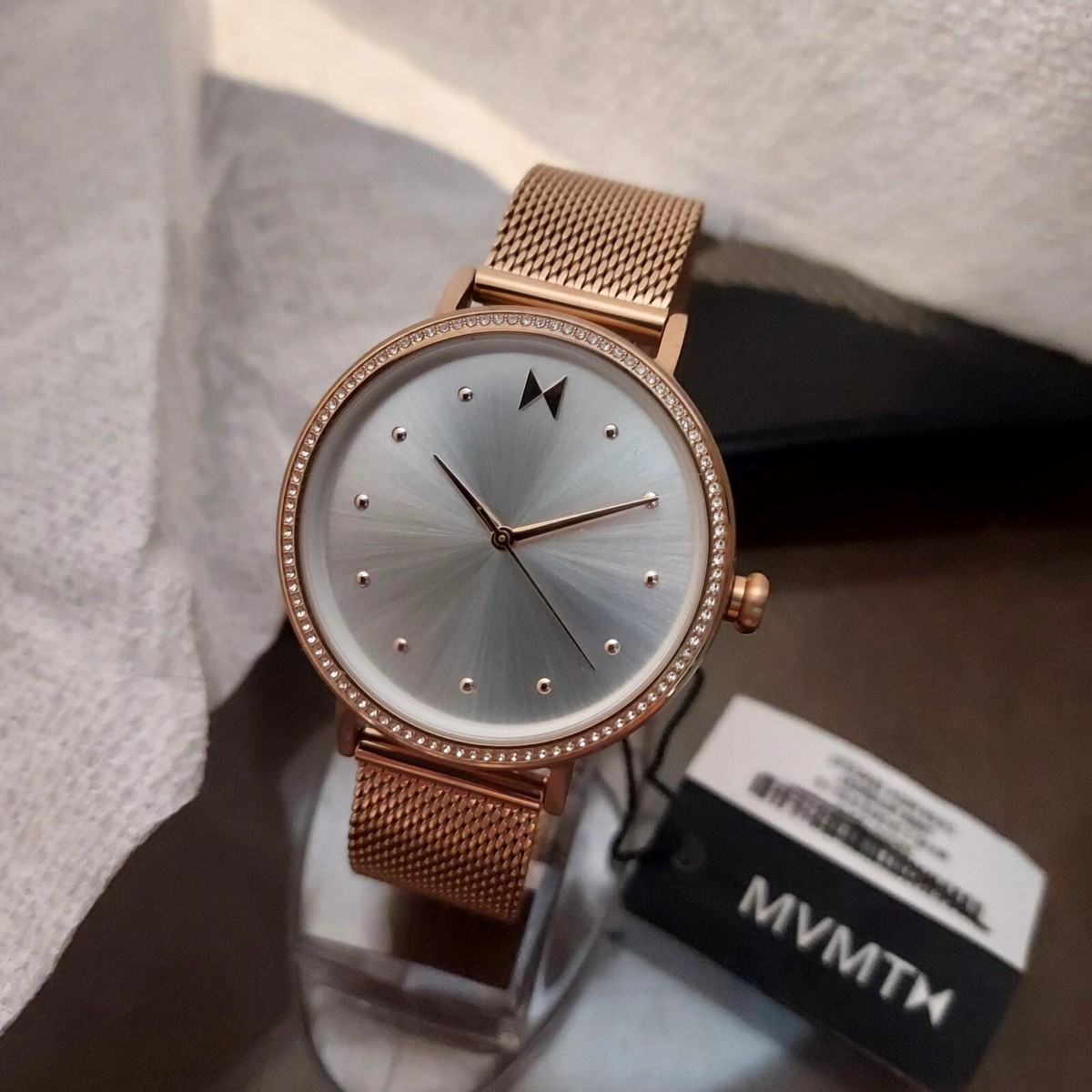 MVMT Women's Dot Rose Gold-Tone Mesh Bracelet Watch 36mm Silver Dial