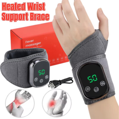 Electric Heated Vibration Wrist Hand Massager Brace Carpal Tunnel Pain Relief
