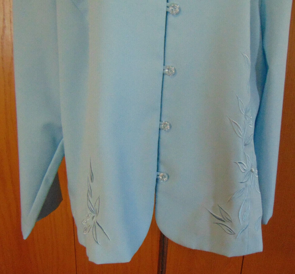 CHAQUETA BLAZER FLORES PRIMAVERA VERANO AZUL ELEGANTE MUJER ELISABETH WILLIAMS ~ 3XL Foto 2 de 4