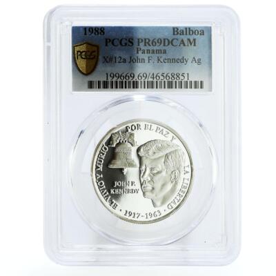 Panama 1 balboa politique président John Kennedy Bell achats PR69 PCGS pièce argent 1988