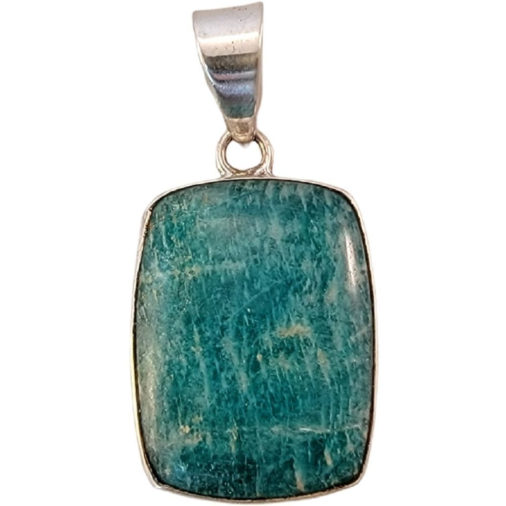Sterling Amazonite Rounded Rectangle Pendant - image 1