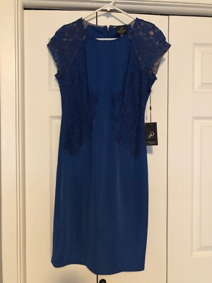 NWT Adrianna Papell Sheath Dress Navy Lace Midi Length wedding Cocktail  Party | eBay