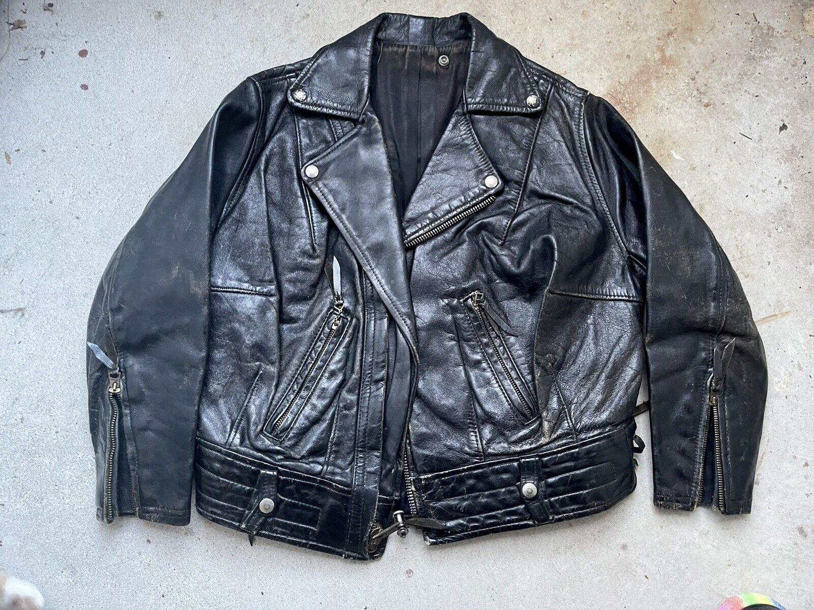 60s Langlitz Leather Jacket Columbian Moto Biker Petite L Distressed ...