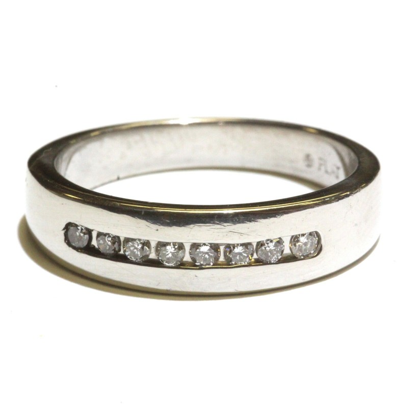 Platinum .24ct round diamond mens wedding band ring 12.4g gents size 10.75