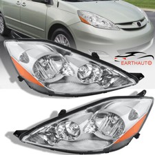 Pair Chrome Housing Headlights Lamp Amber Reflector For 2006-2010 Toyota Sienna
