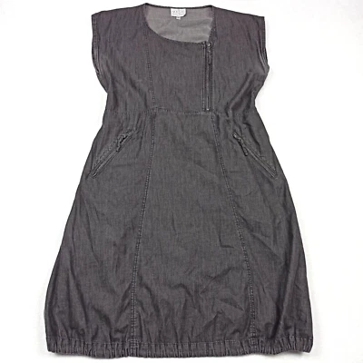 Masai Robe Taille M Gris Chambray Longueur Genou Poches Zippées Manche Courte M - Photo 1/4