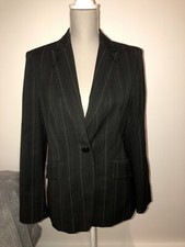 Dunnes Stores Pin Stripe Blazer - Black With Thin White Stripes - Size 12