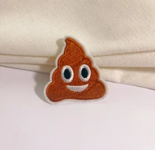 A4080-Iron on patch-Poop Emoji face-B1