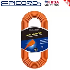 Outdoor Extension Power Cord Orange,16/3 Gauge With 3-Prong Plug Heavy duty USA