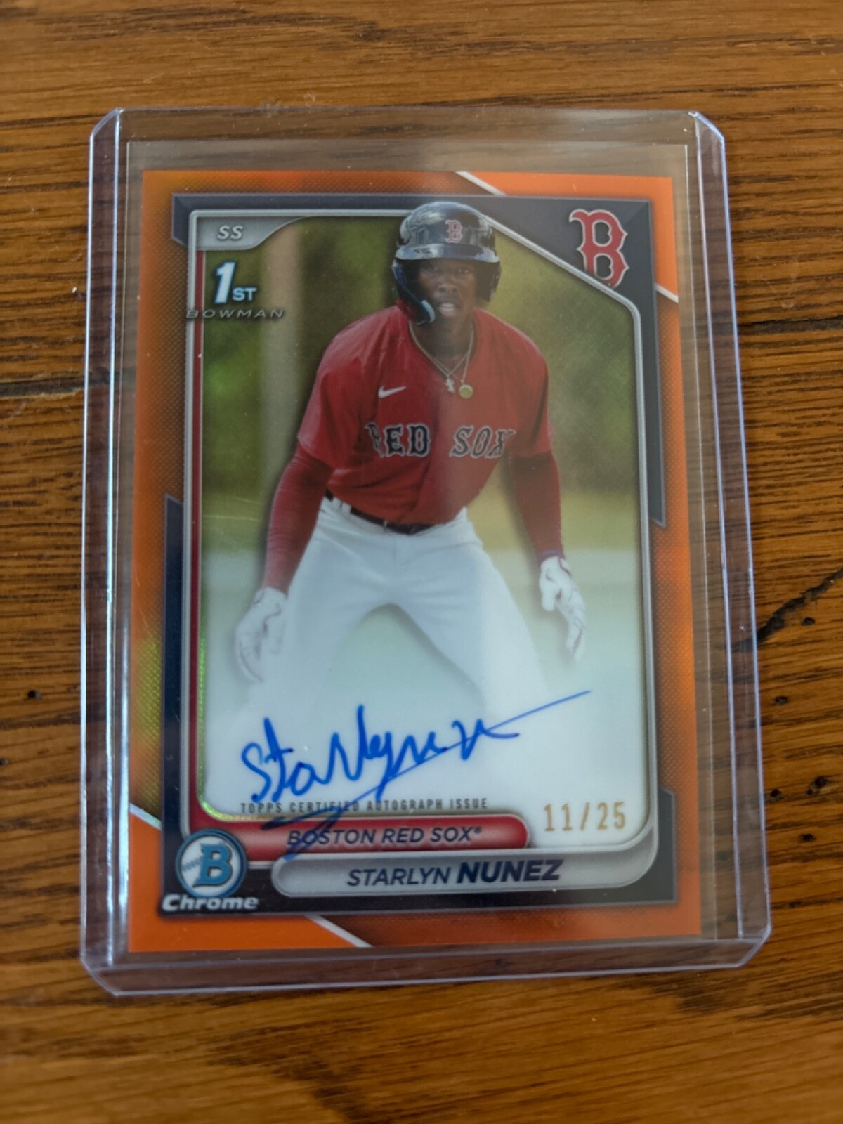 2024 Bowman Chrome Starlyn Nunez ORANGE 1st Auto /25 Boston Red Sox