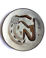 Piatto Artigianale Ceramica Incisione Artistica Dipinto e Lavorato a Mano cm 30