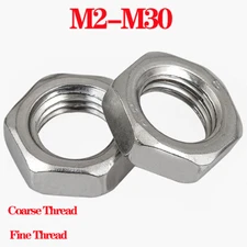 A2/A4 Stainless M2 M2.5 M3 M4 M5-M30 Hex Hexagon Half Nuts Thin Lock Nut Pitch