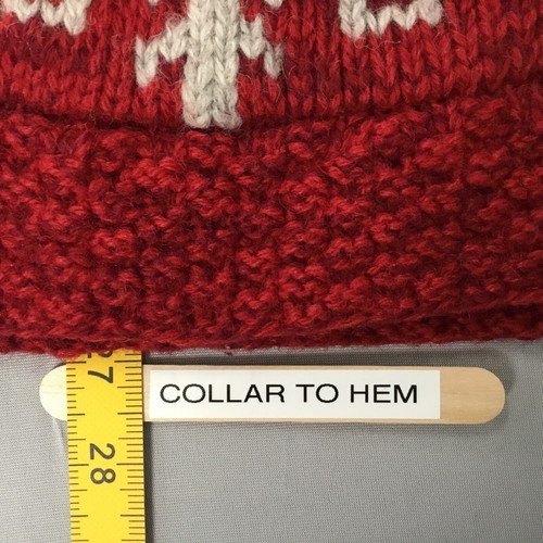 Heavy Vintage Handknit Winter Sweater and Hat Womens M Oversized Red Cardigan, $96.75 - Photo 5