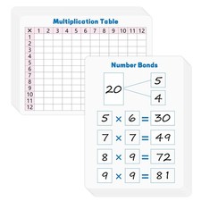 10 Pack Multiplication Chart Whiteboard Card Double-Sided 9x12 Dry Erase