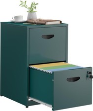 2 Drawer File Cabinet,Metal Office File Cabinet with Lock,Green