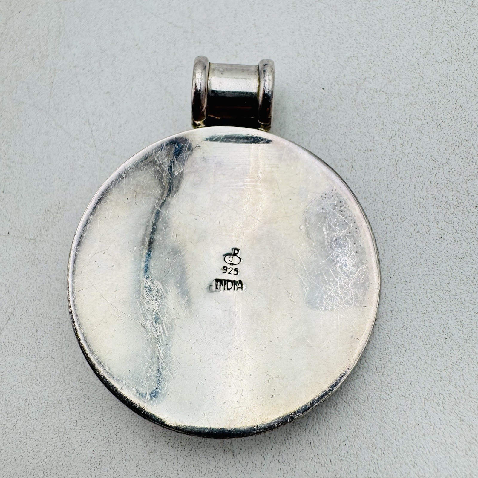 Sterling Silver dp Doug Paulus India Repousse Mandala Style Pendant Charm VTG