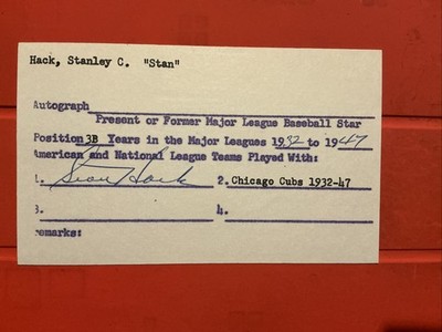 Stan Hack    MLB: 1932 Chicago Cubs        Autograph   