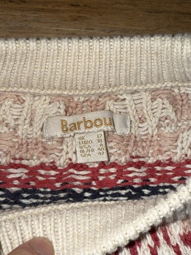 Barbour Jumper Homeswood Knit Sweater Fair Isle Chunky Cotton Wool Size UK 12 - Picture 3 of 6