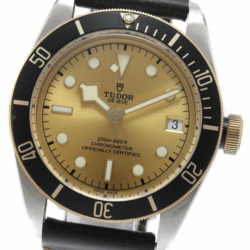 TUDOR WATCH 79733N HERITAGE BLACK BAY DATE AUTOMATIC GOLD SS/Y...